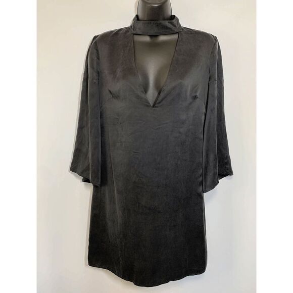 Bebe x Naven Womens Mini Dress Choker Neckline Bell Sleeve Black Size 6 - Picture 1 of 12